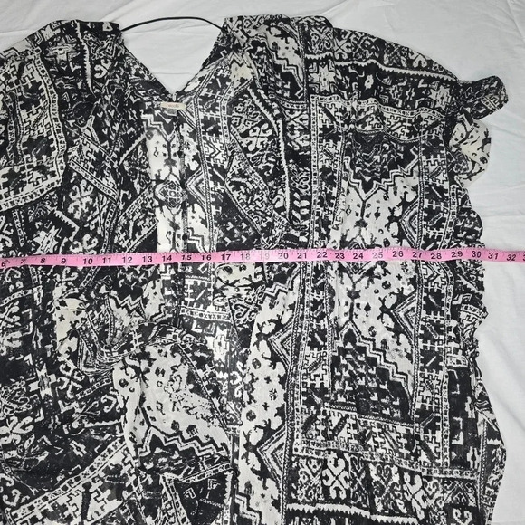 Urban Outfitters Ecote Crinkle Lightweight Kimono Printed Open Front Black OS - Picture 7 of 8